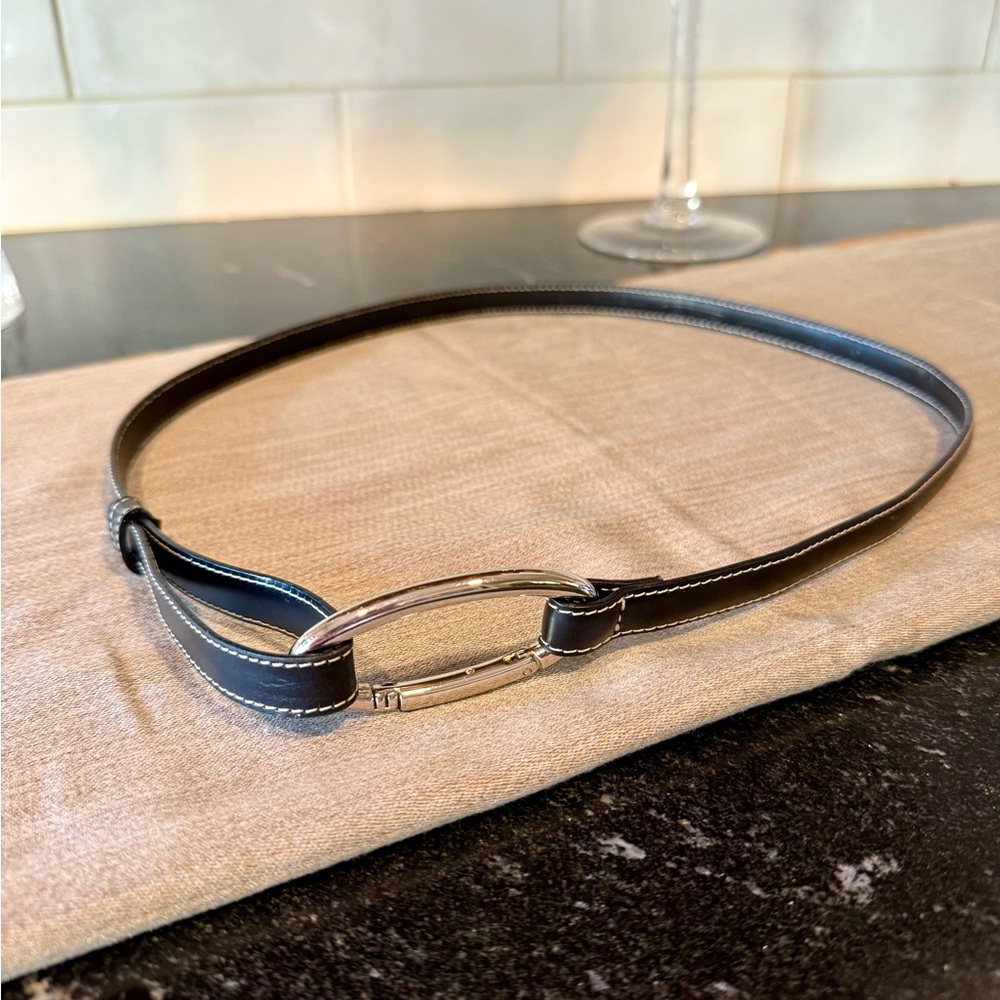Talbots Black Belt with Silver Buckle